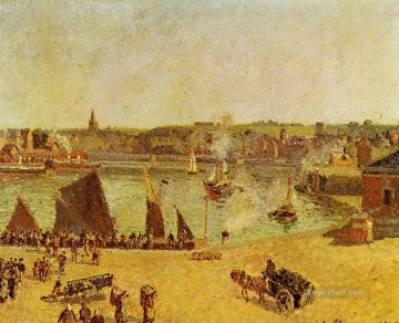  1902 Painting - the inner harbor dieppe 1902 Camille Pissarro